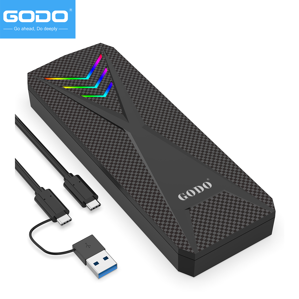 Portable Ssd Enclosure - Boîtier externe portable GODO RGB pour