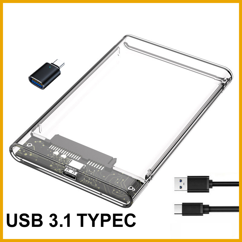 Portable Ssd Enclosure - Boîtier transparent pour disque dur, boîtier
