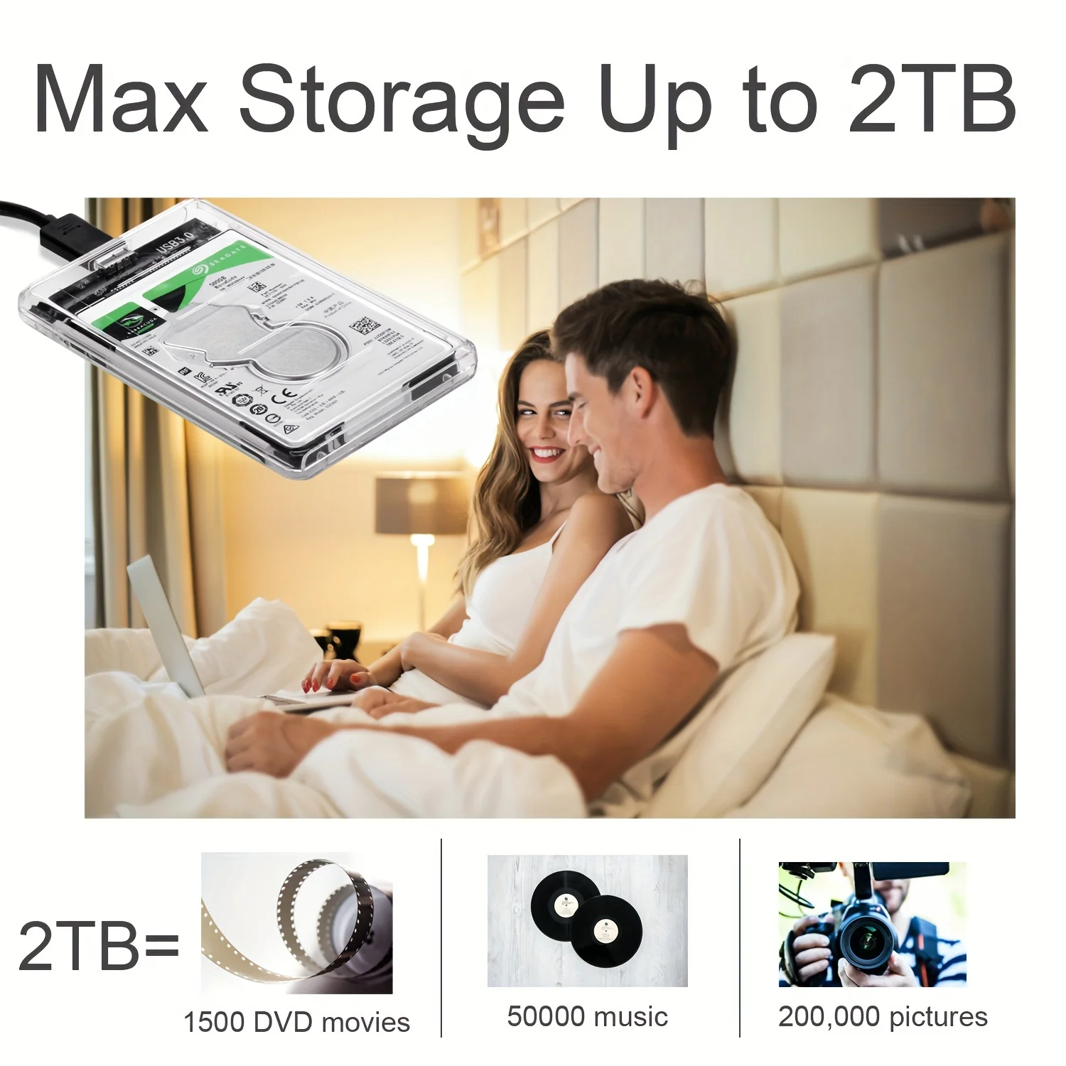 Portable Ssd Enclosure - Boîtier transparent pour disque dur 2,5